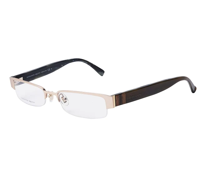 Alexander McQueen eyeglasses AMQ-4159 R2E 51 17 Gold walnutKhaki