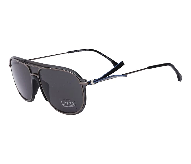 Lozza Vintage Sunglasses, Made in Italy. Oval Steampunk  NEW LOZZA ITALY ORIGINAL1878 SL2302 57/15/145 BLACK SILVER SUNGLASSES display picture 1