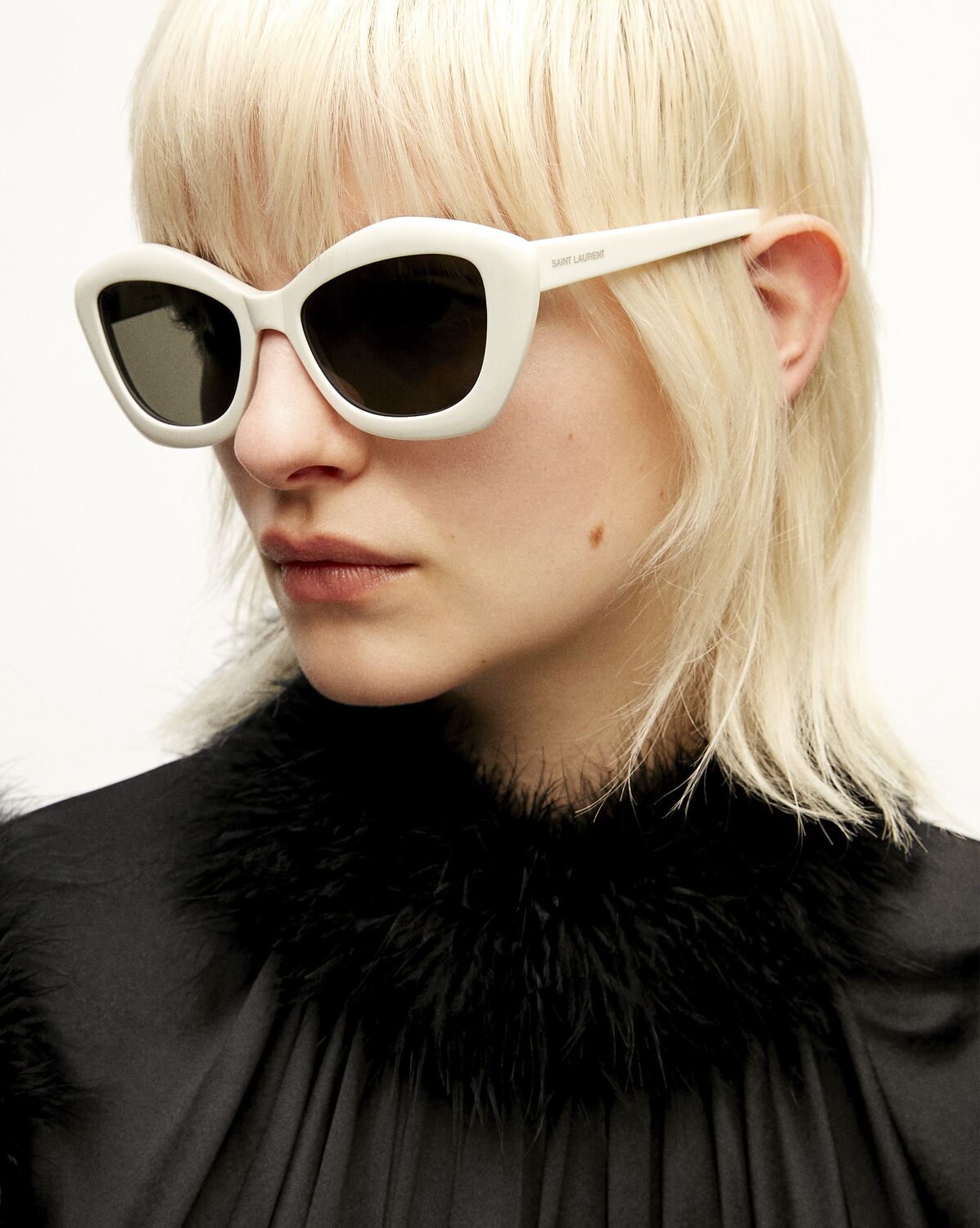 Saint laurent white store cat eye sunglasses