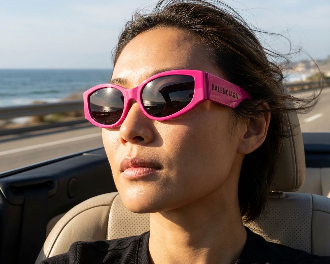 BALENCIAGA 
Round Acetate
Sunglasses
SHINY TRANSPARENT
FUCHSIA
0318 Balenciaga Women Sunglasses Pink Fuchsia Grey Oval BB0258S  main image 4