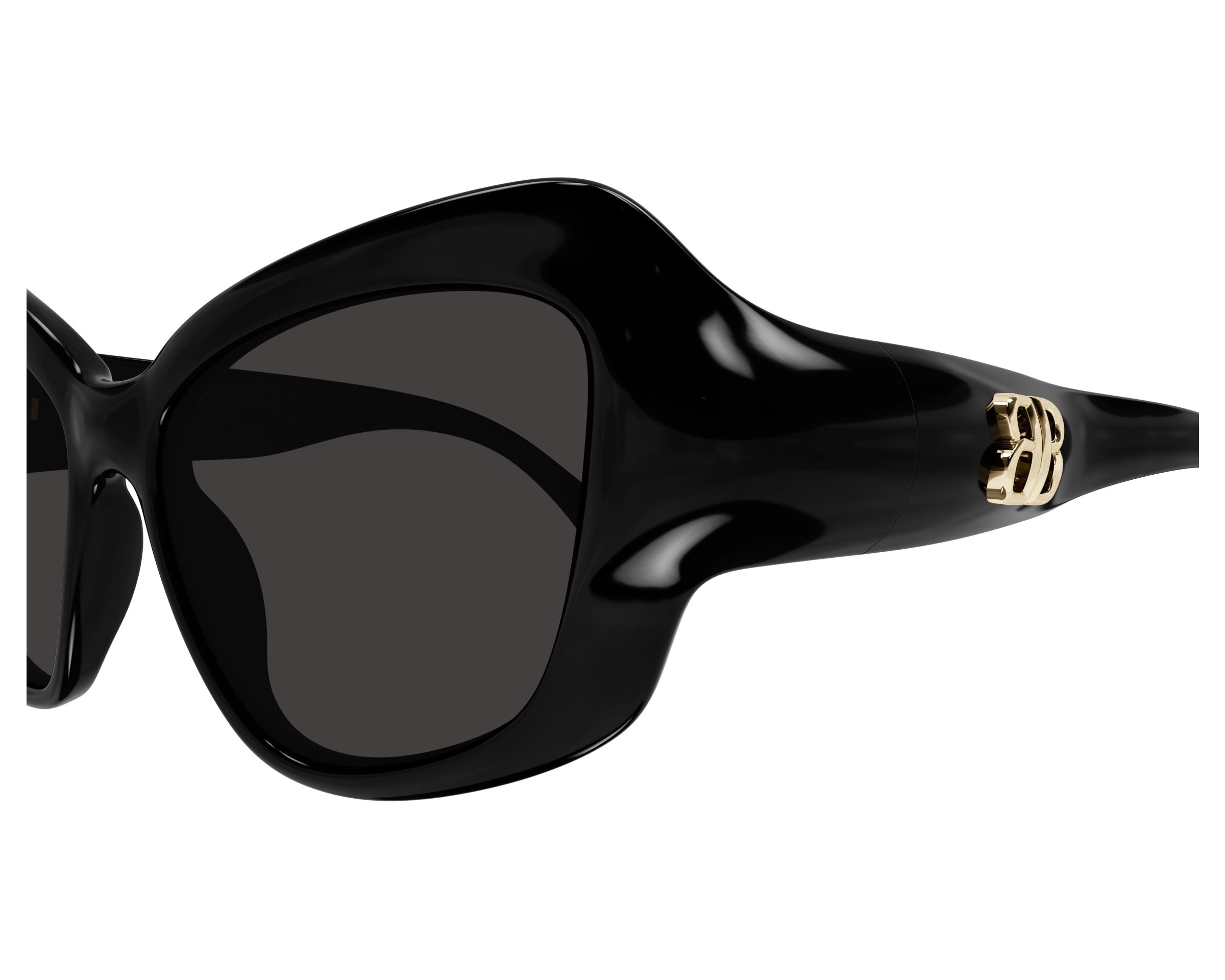 Balenciaga Glossy Black Sunglasses with Gold Detail Balenciaga BB0102SA 001 Shiny Black Sunglasses - eye-oo.com main image 2