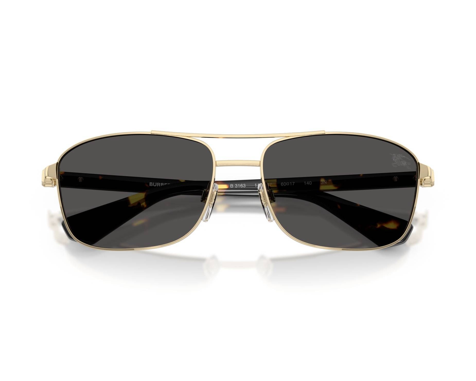 Burberry Black Sunglasses With Gold Side Detail Burberry 0BE4372U Sunglasses 30018G Black - eye-oo.com main image 3