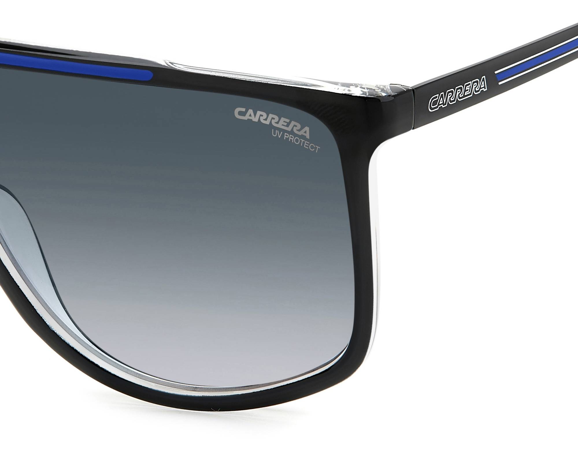 Carrera 208/S Oval Sunglasses – Matte Black Frame / Grey Blue Lens, 54mm