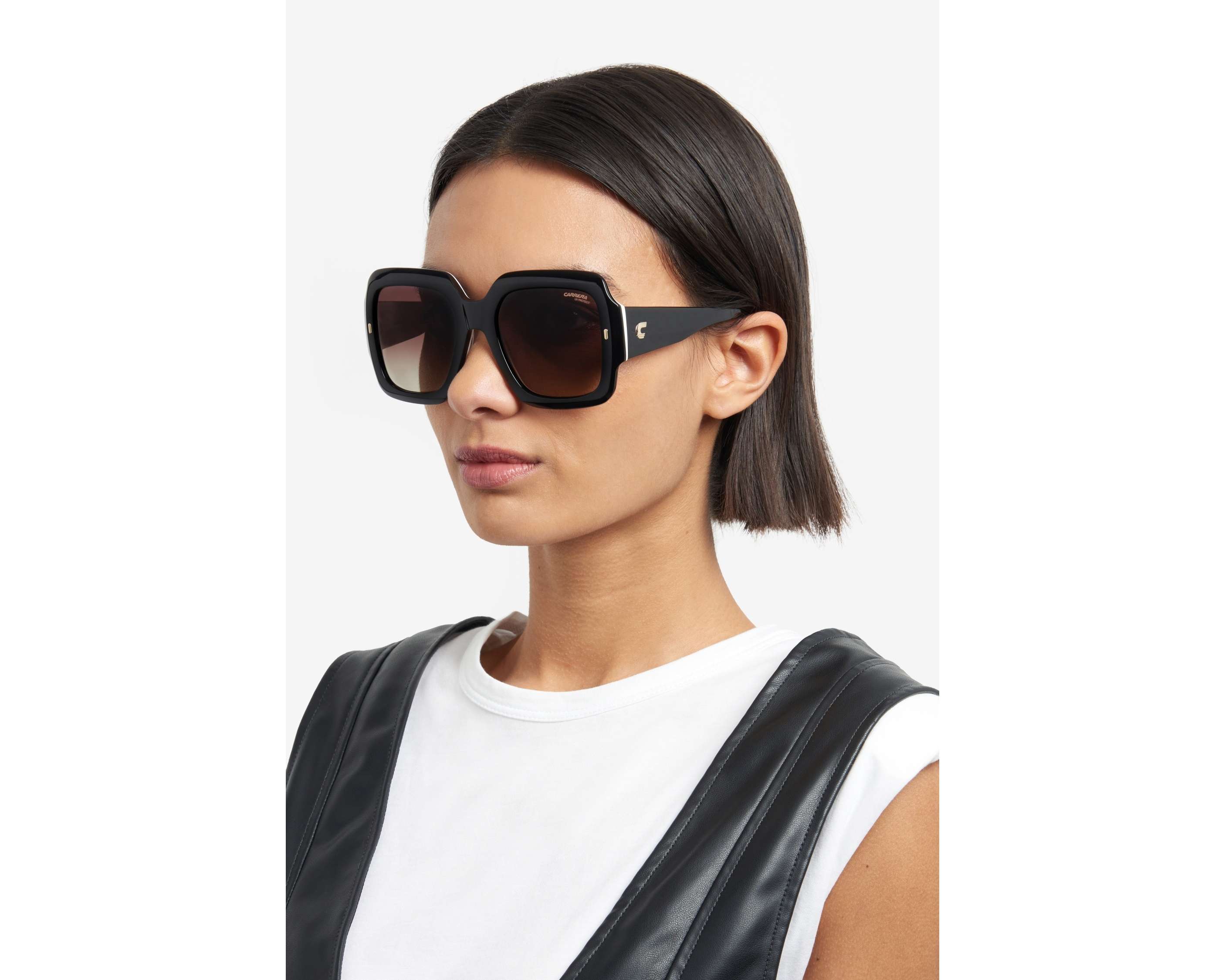 Carrera Cream White Oversized Women\'s Sunglasses with Dark Lenses Oversized RETRO Large Thick Square Black Lensless EYE  main image 3
