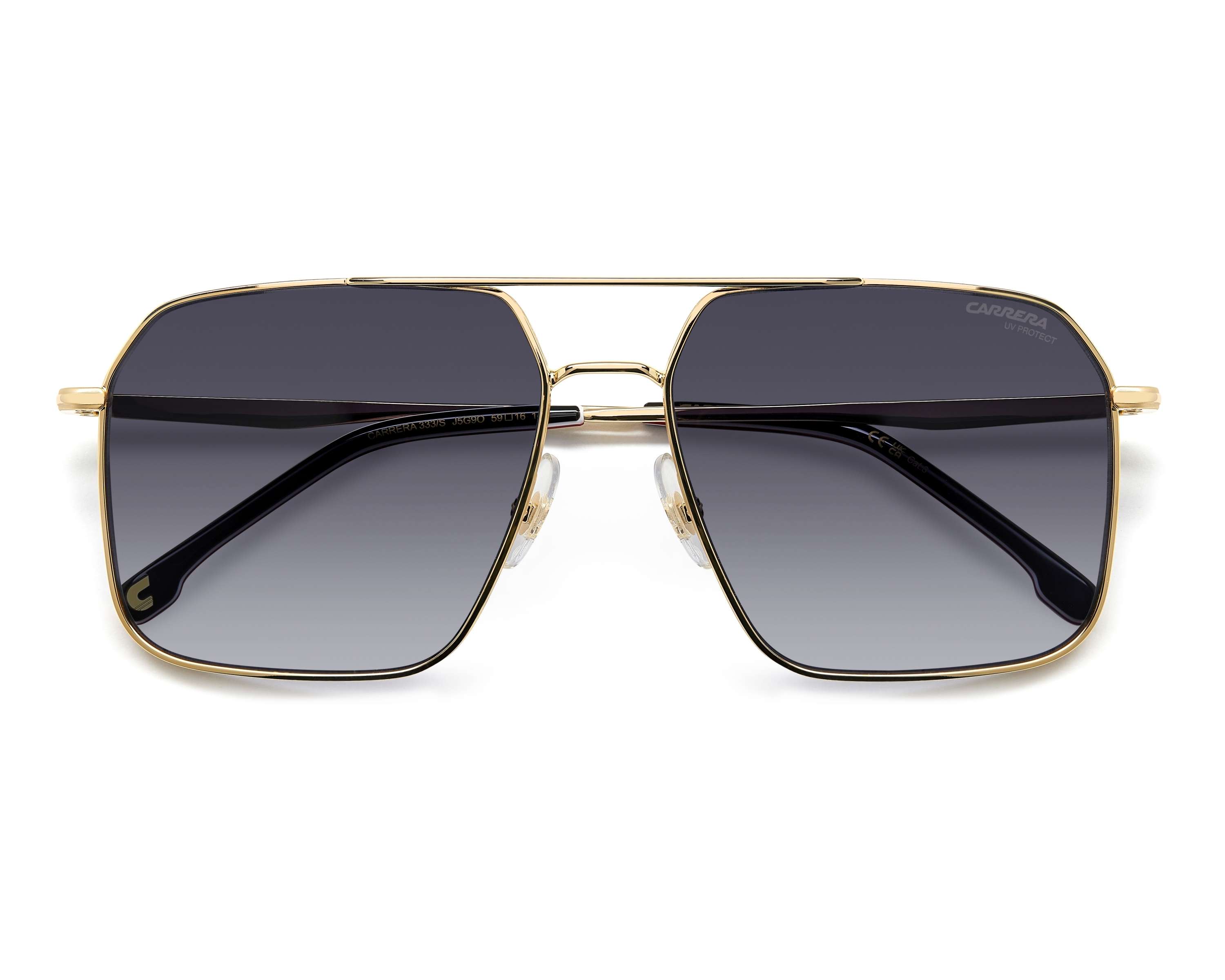 Carrera 304/S J5G – Occhiali Da Sole Uomo In Metallo, Geometrici, Lenti Oro, Taglia 59mm