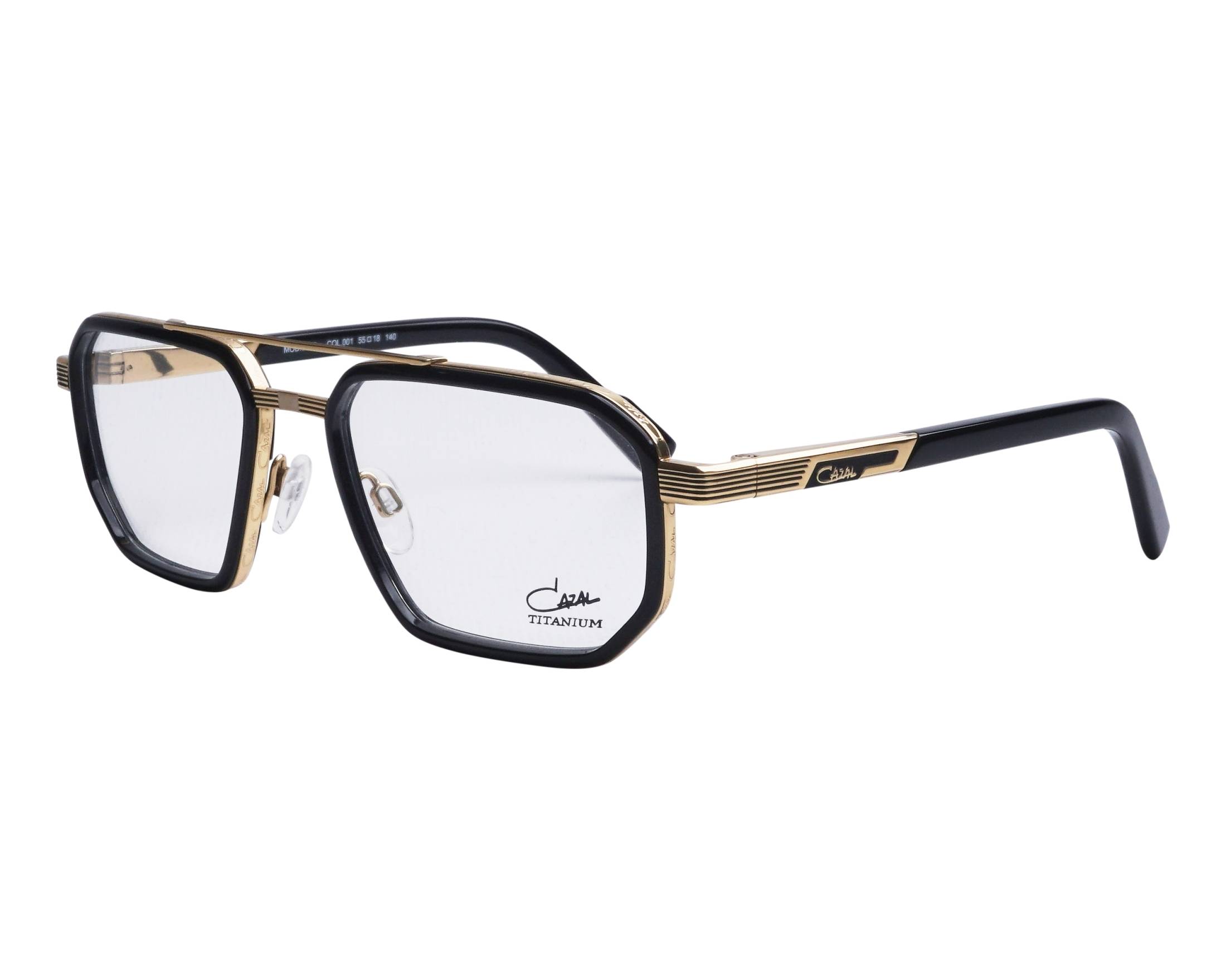 CAZAL 4300-C001-55 Eyeglasses Eye Glasses C001 BLACK/GOLD Authentic New 55mm Cazal Sunglasses Black & Gold Frame Green Lens Unisex Tinted  main image 2