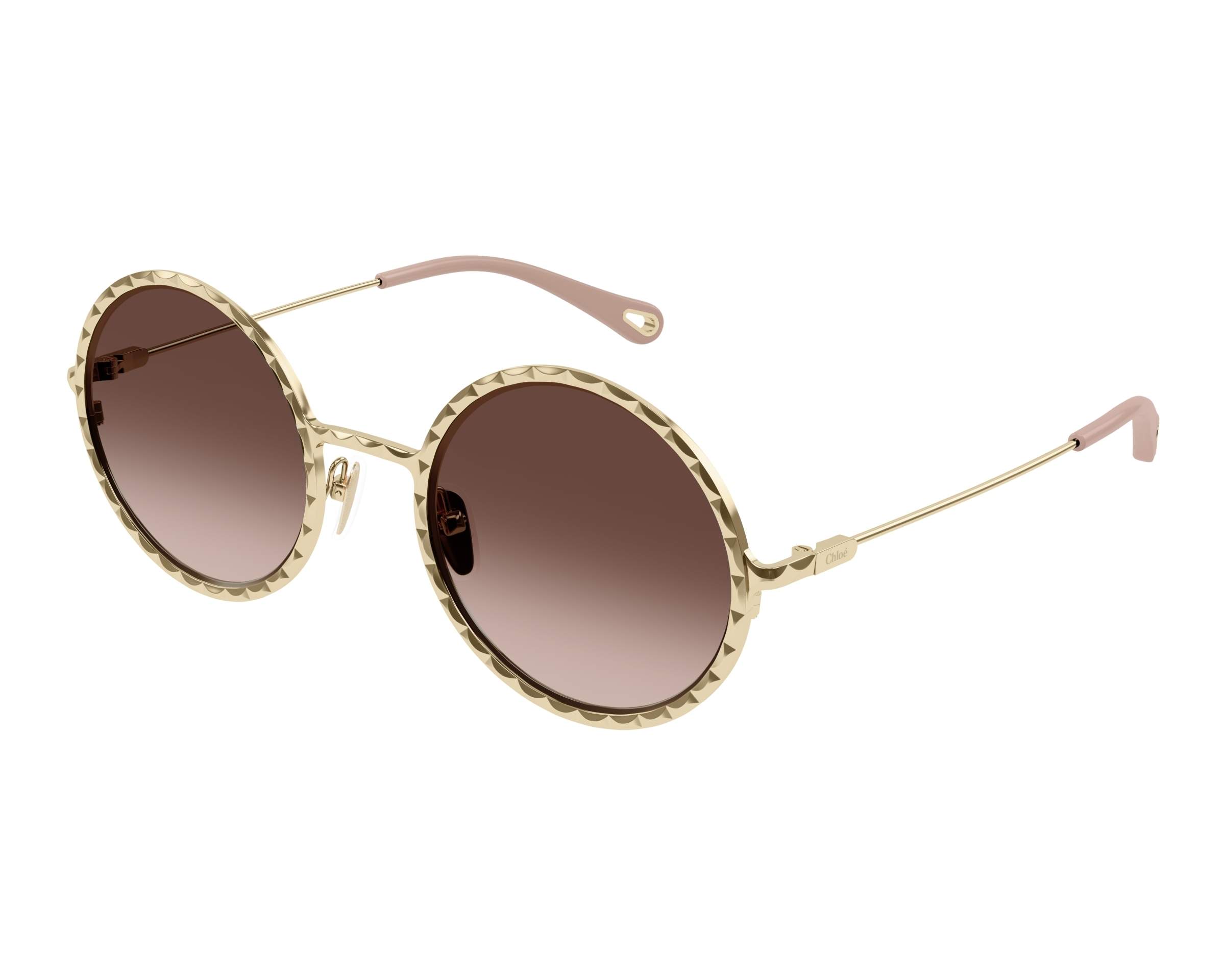 Chloe Gold Frame Sunglasses with Brown Gradient Lenses and Bead Accents Chloé CH0278S 001 Sunglasses Gold Gold - eye-oo.com main image 4