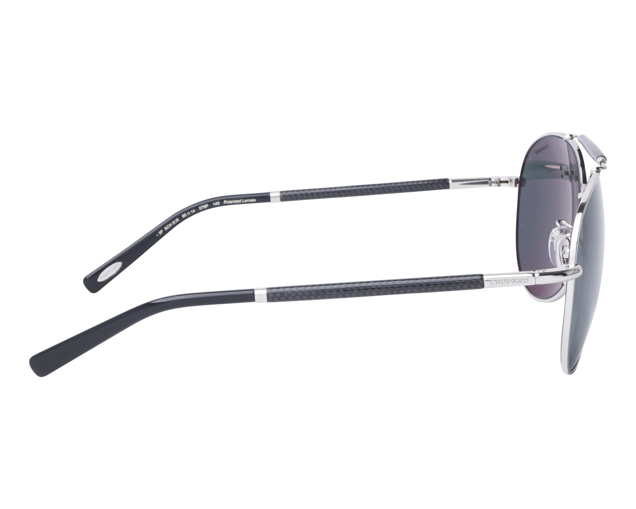 Chopard Unisexy Silver Aviator Sunglasses with Black Lenses SCHC34M Chopard Sunglasses K07P Light Gold - eye-oo.com main image 3