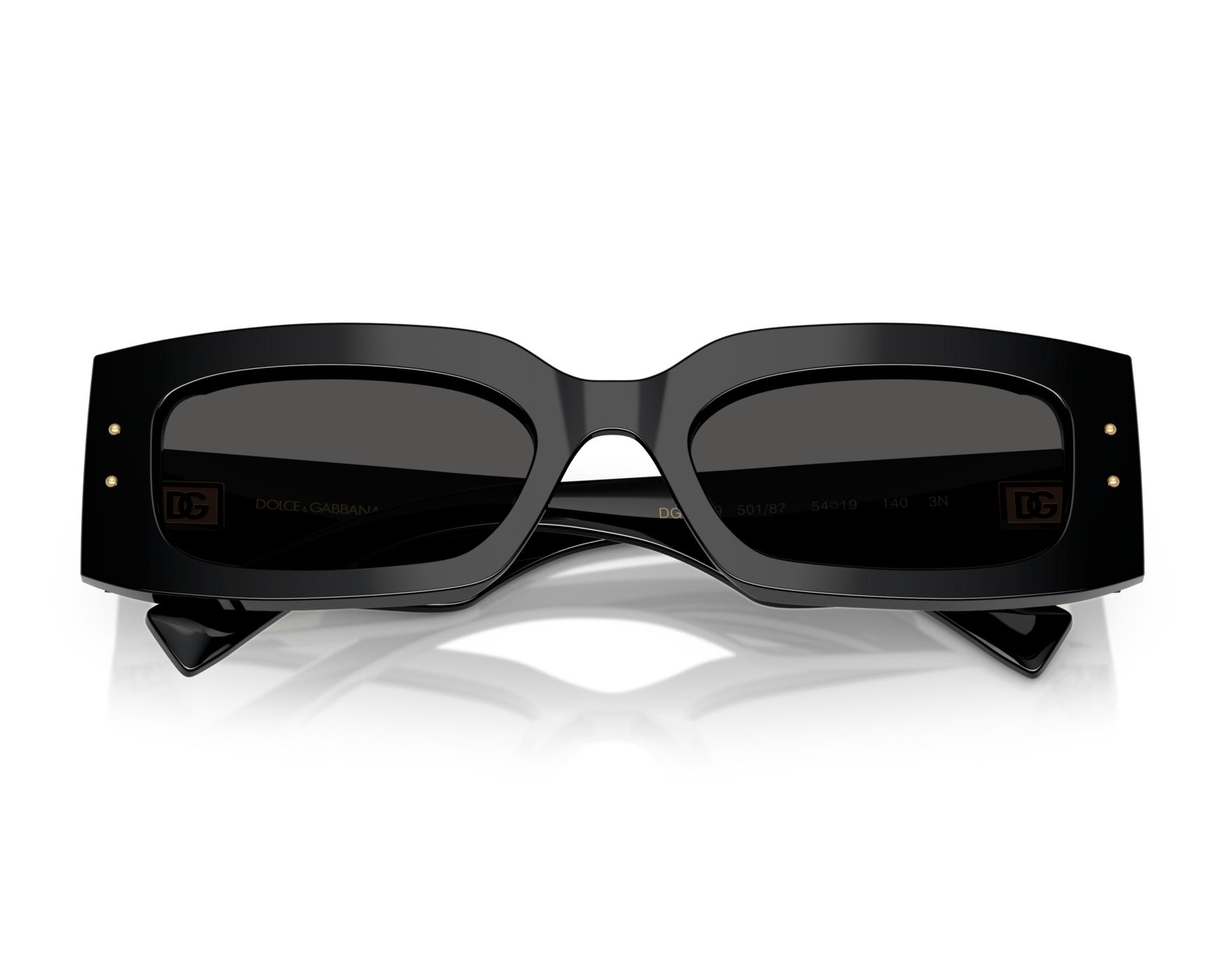 Dolce & Gabbana DG4479 Black Rectangular Sunglasses with Gold Temple Accent DOLCE & GABBANA DG4479 Rectangular Sunglasses For Women main image 2