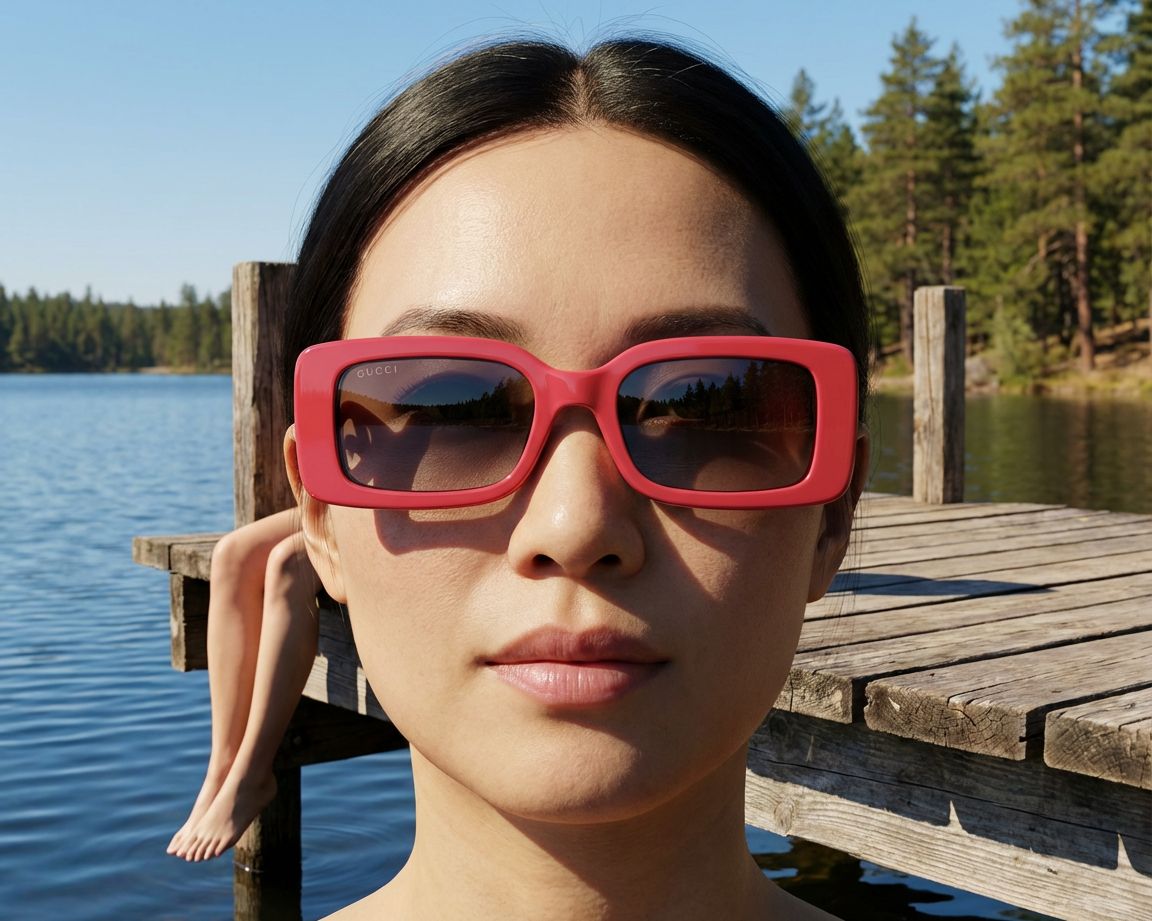 GUCCIレッドクリスタル×スワロフスキーラインストーン サングラス眼鏡メガネ GUCCI Oversized Cat Eye Cherry Red Glitter Grey Lens 56mm Optyl