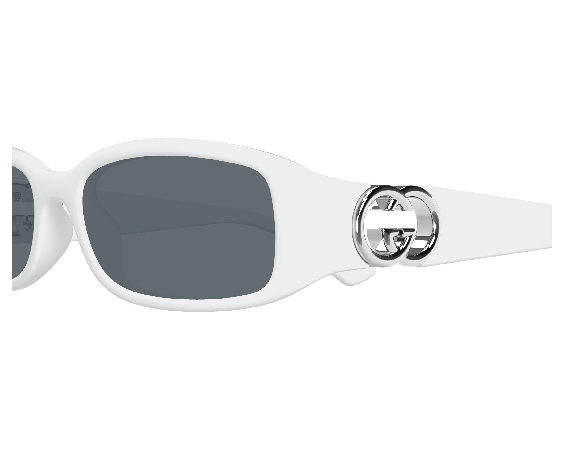 NEW GUCCI SUNGLASSES WHITE SILVER UNISEX EYEWEAR GUCCI Gucci GG1853S 002 Geometric Sunglasses Silver - eye-oo.com main image 4