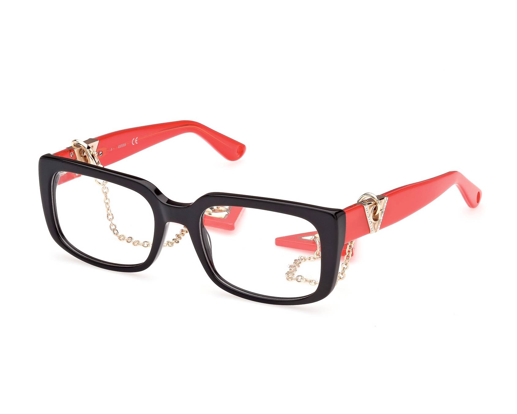 Guess Eyeglasses Red Gold Cat Eye‎ Full Rim GU2590 Two Cases  Preowned Guess GU2880 Tortoise, Red Prescription Eyeglasses main image 3