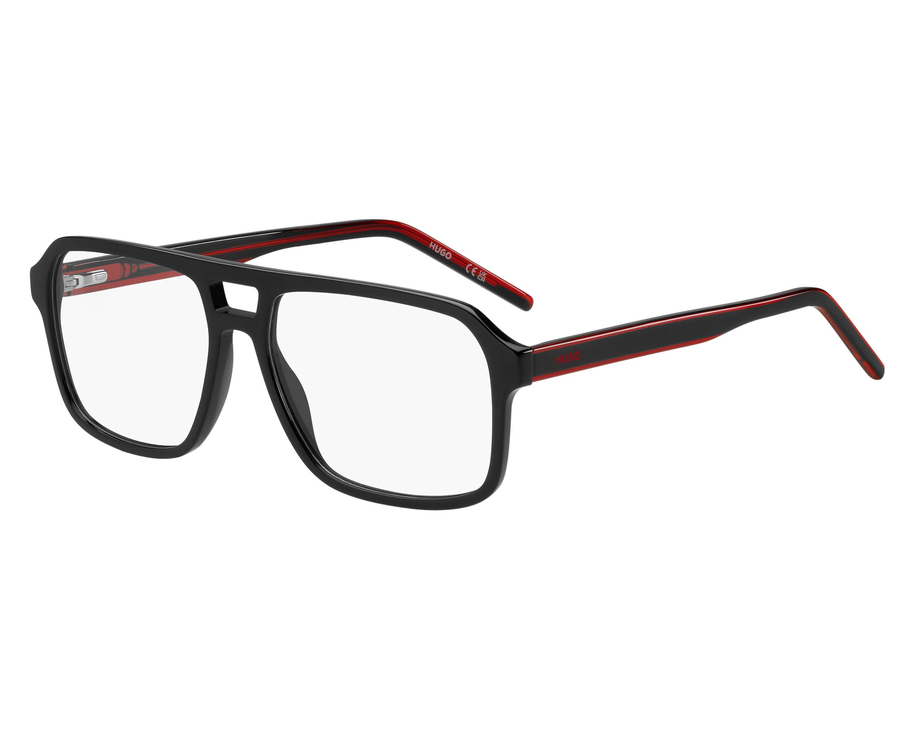 Hugo Boss HG-1299 OIT 55-15 Black Red 360 degree view 1