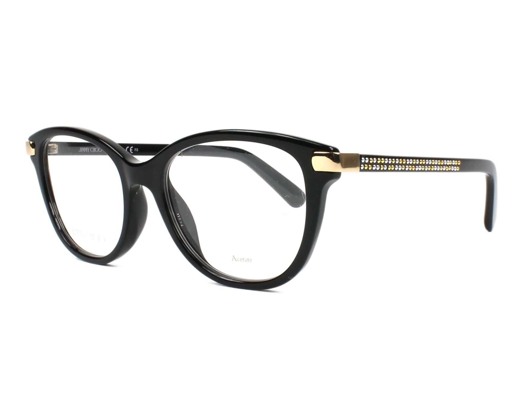 Jimmy Choo JC80 807 Black Cat Eye Eyeglasses Frames Rose Gold Crystal Accent 140 Jimmy Choo Glasses Frames JC201 807 Black Women – Discounted  main image 4
