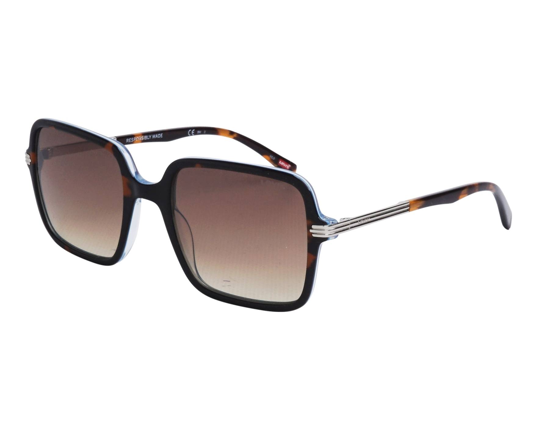 NEW Levi\'s Tortoiseshell Square Sunglasses with Brown Gradient Lenses Light Tortoise Oversized Grandpa Square Gradient Sunglasses  main image 4