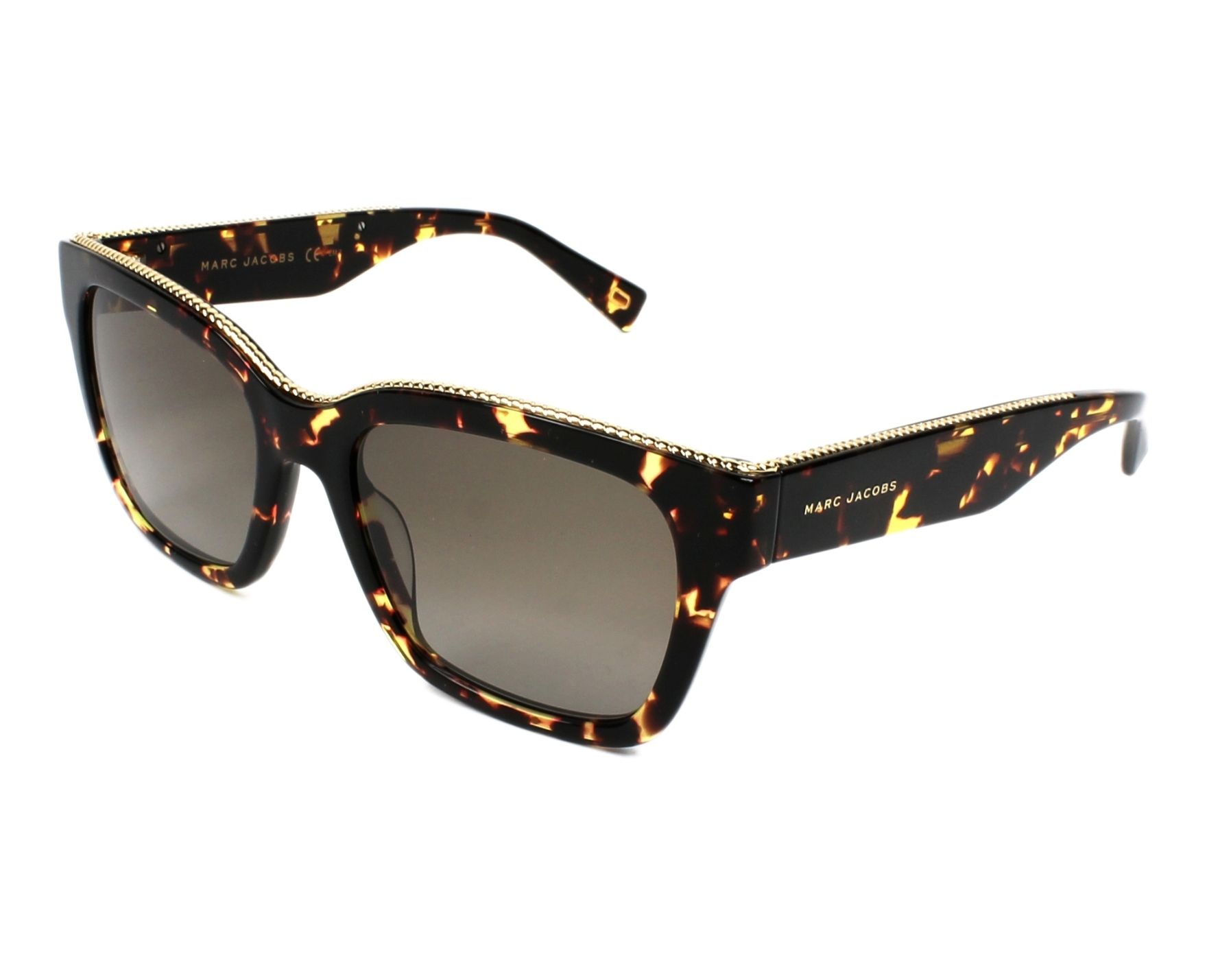 Marc Jacobs MARC163S 0807 Black Square Chain Sunglasses Marc Jacobs Black Square Sunglasses with Gold Accent main image 2