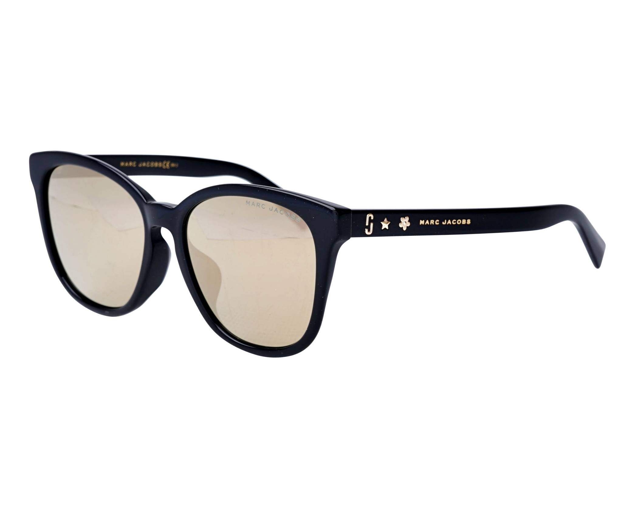 Marc Jacobs Mirrored Gold Womens Sunglasses Black 345 F/S 807UE w/ Case EUC Marc Jacobs Black Mirrored Sunglasses for Women for sale | eBay main image 2