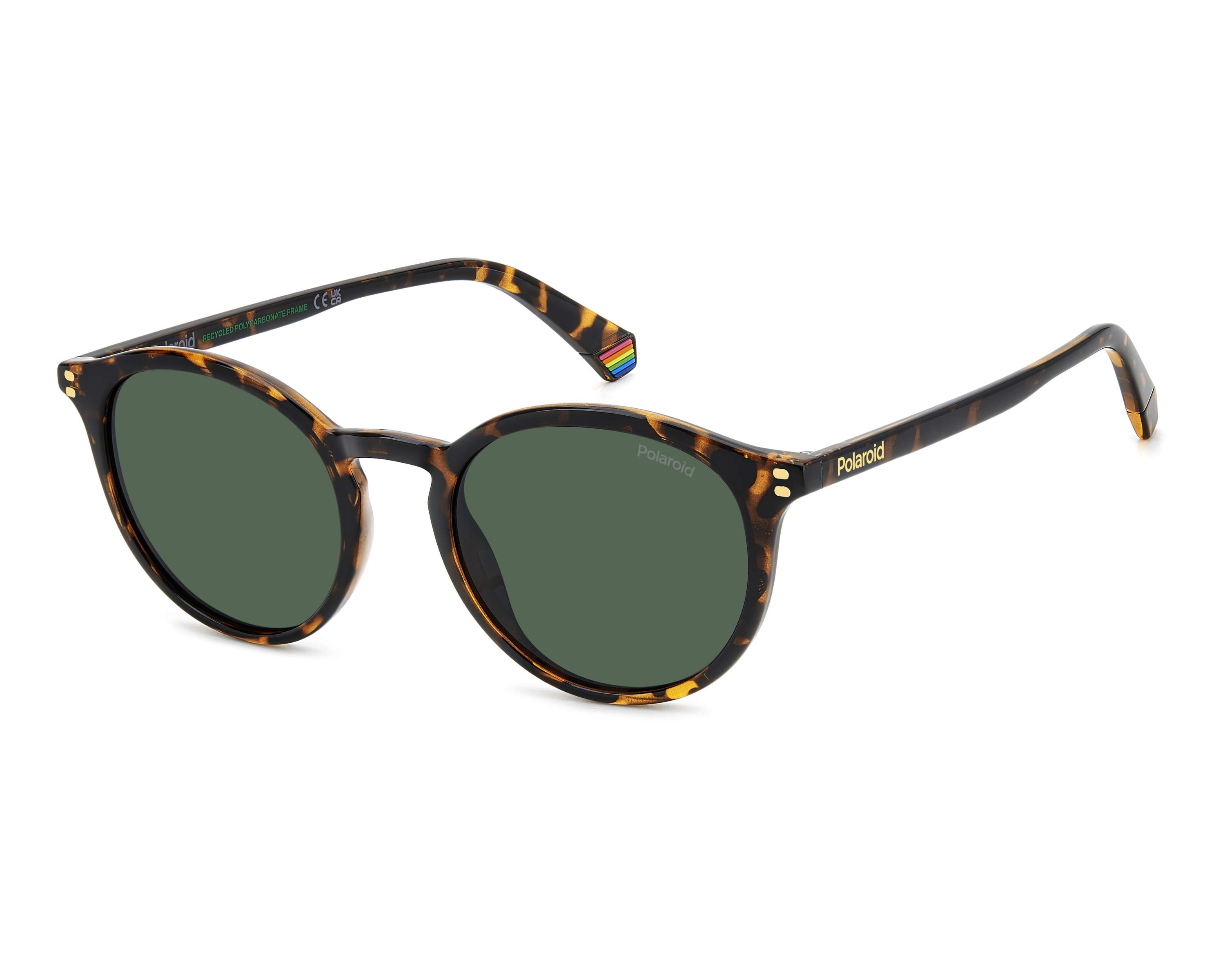 Lunettes De Soleil Polaroid PLD 2086/S - Monture Havane Ronde - Verres Polarisés Verts UV400 - Homme