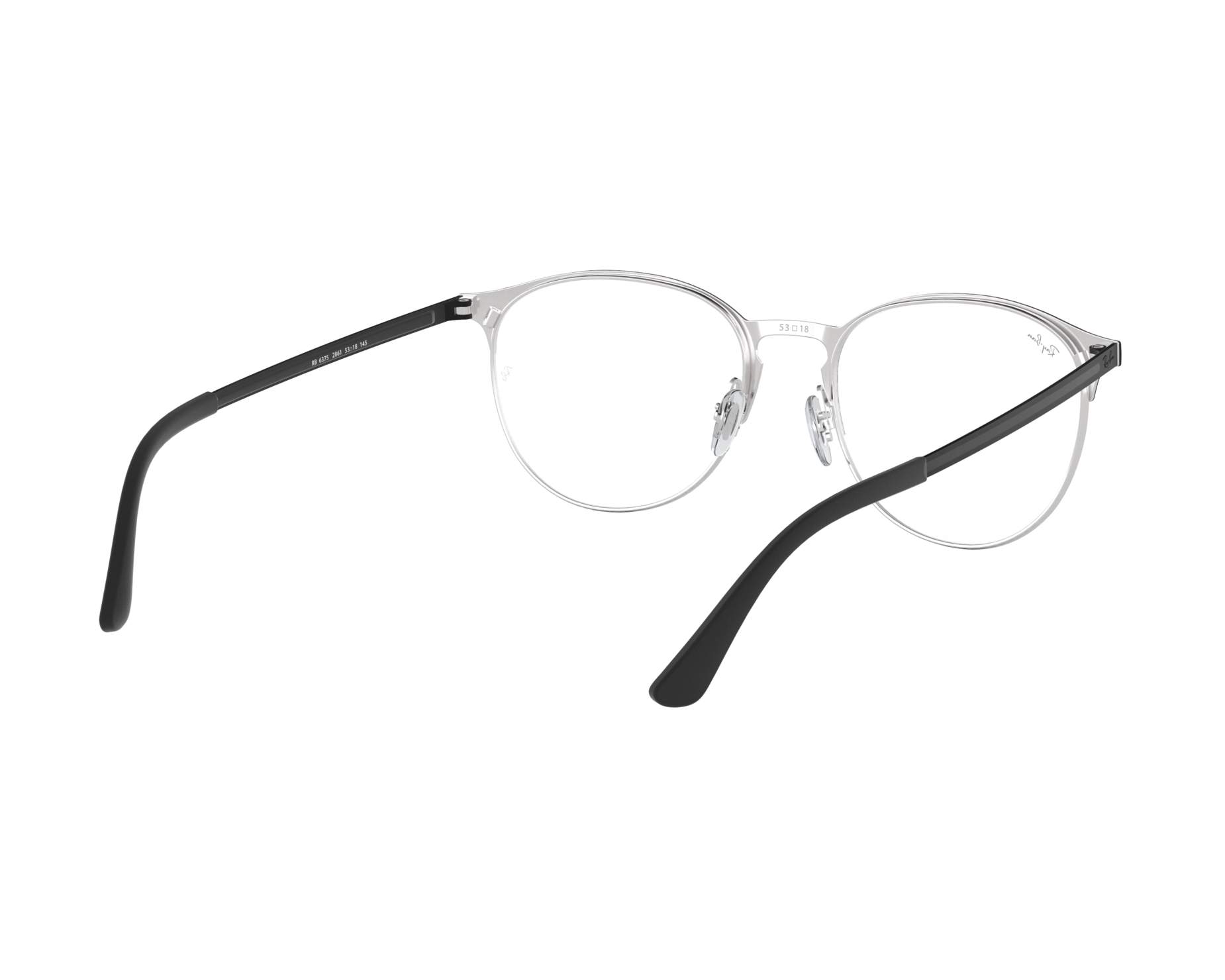 Rayflower ～One Side & One Side～ New 53 mm Ray Ban RB6375 2861 Black/Silver Frame Demo Lens