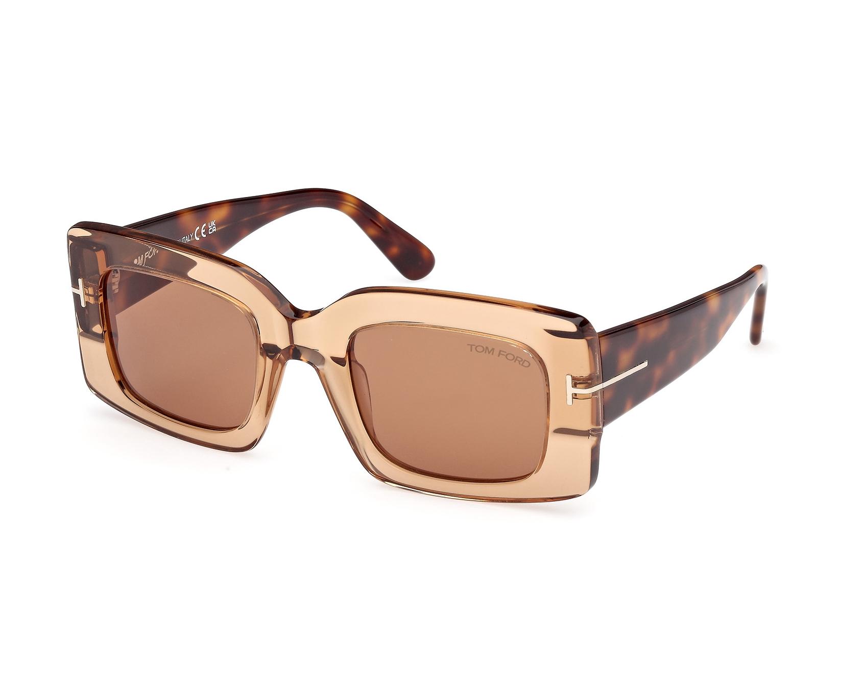 Tom Ford Brigitta FT1188 52E Rectangle Sunglasses - Havana / Brown Tom Ford Sunglasses Brigitta FT1188 52E Shiny Dark Havana  main image 4