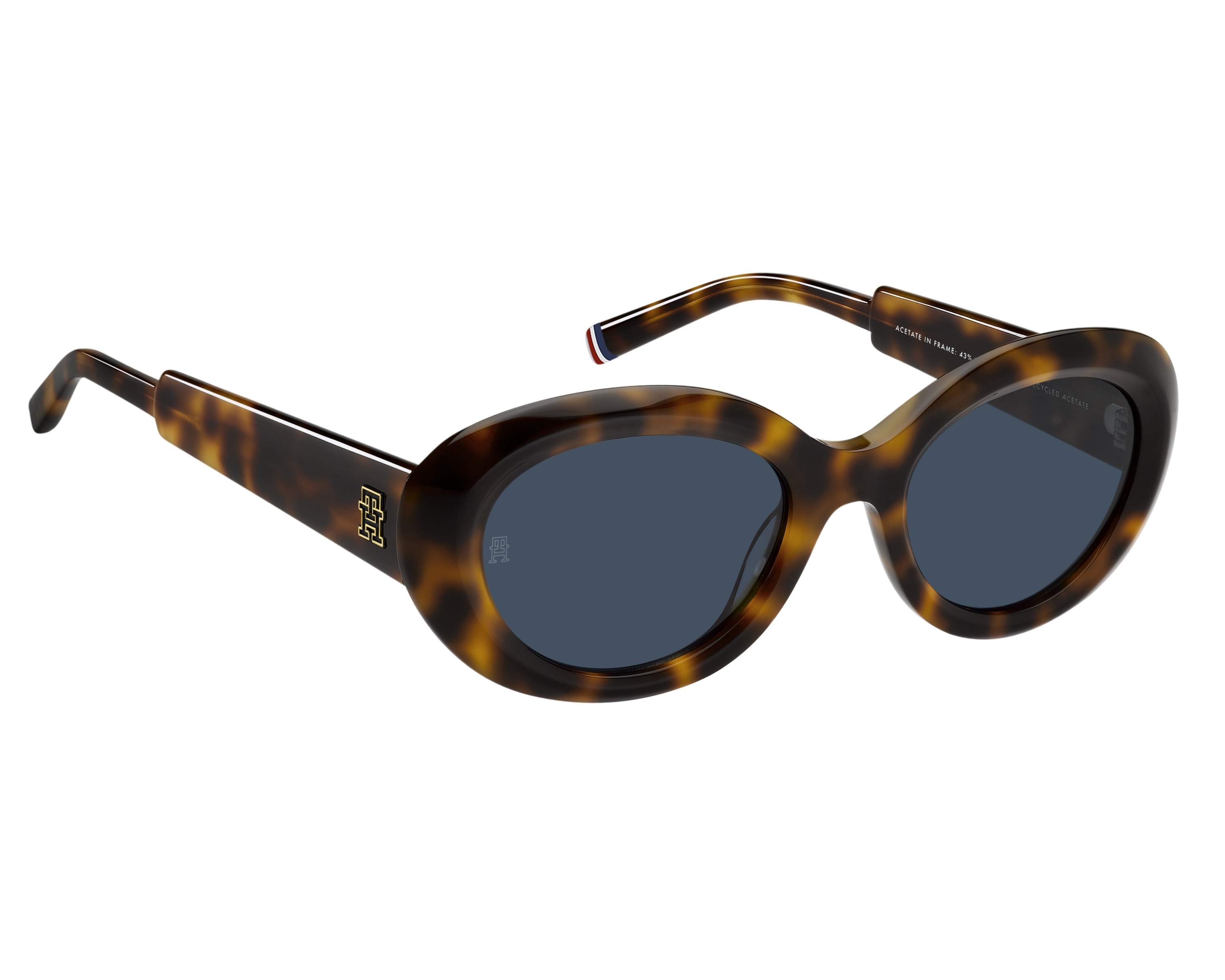 Tommy‎ Hilfiger Retro Style Black Oval Sunglasses Rounded Retro Thick Rimmed Vintage Oval Sunglasses D210 - zeroUV main image 3