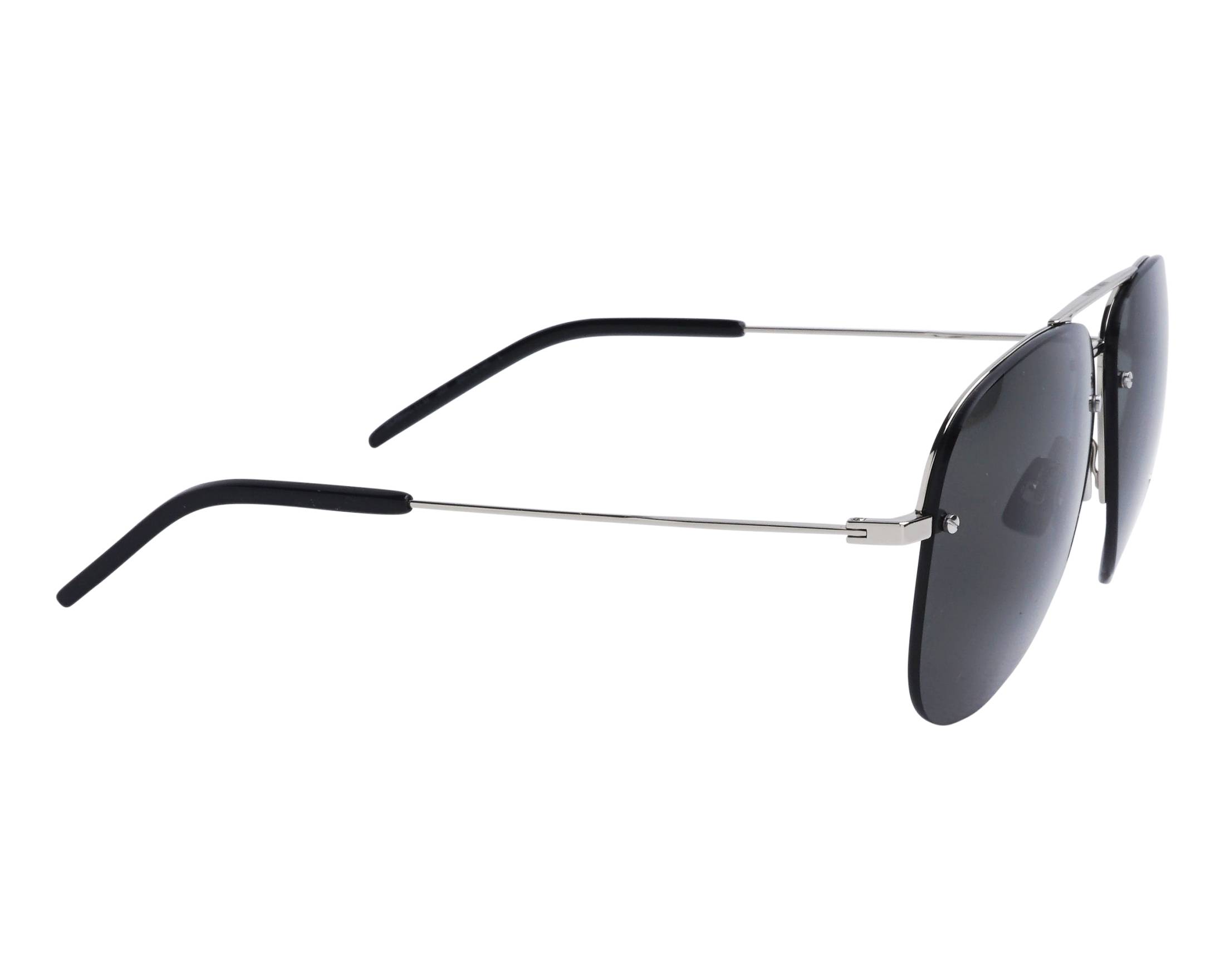 Saint Laurent CLASSIC 11F 005 Sunglasses Shiny Black Aviator Frame, Grey Lenses Amazon.com: Saint Laurent Classic 11 M Silver/Grey/Gradient  main image 2