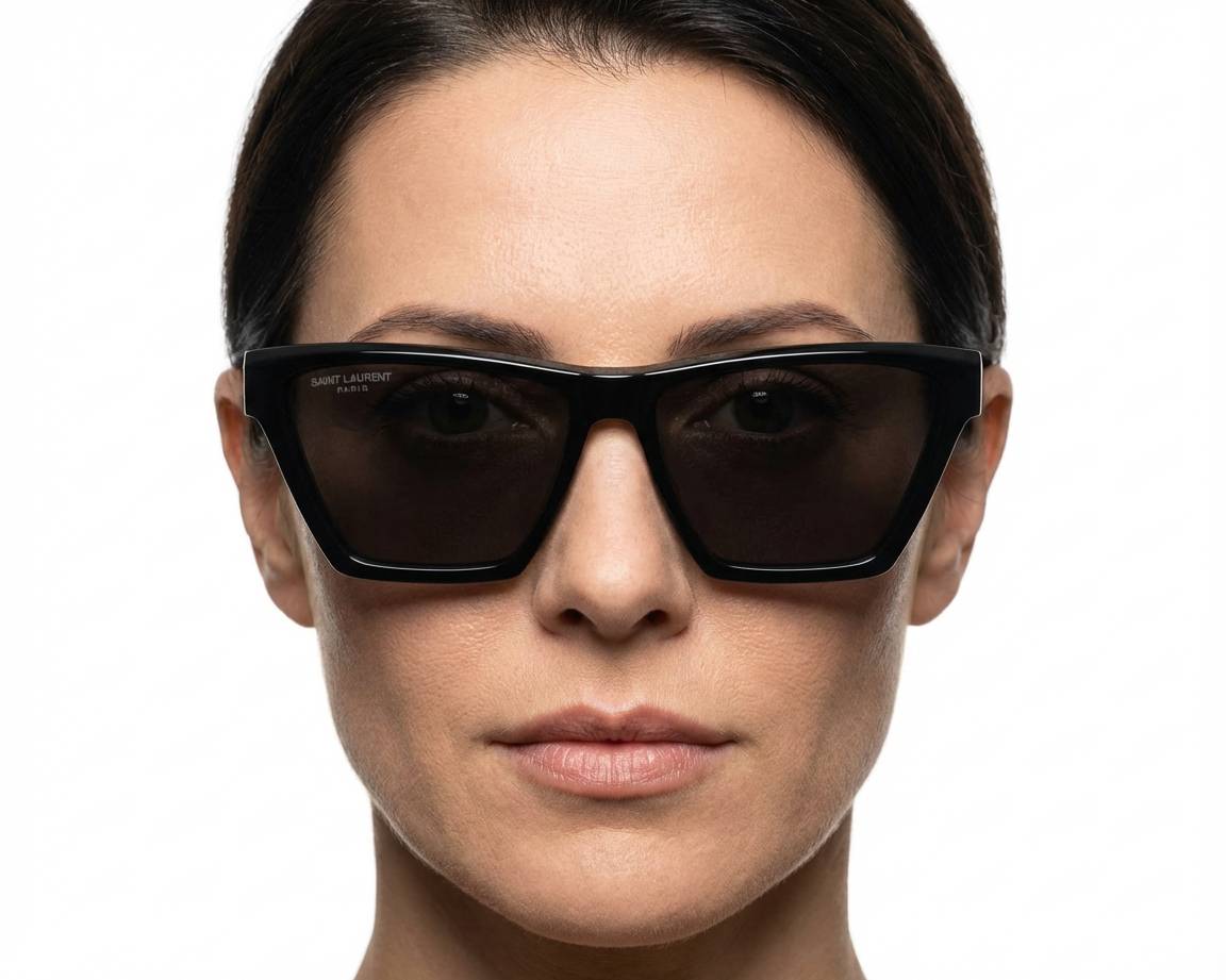 NWT Saint Laurent SL M103 005 YSL Monogram Black Cat Eye Sunglasses Italy Saint Laurent Slm103 Black Female Cat-Eye Sunglasses  main image 4