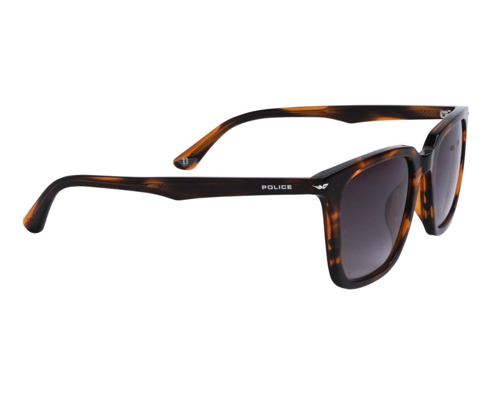 Police Men's Casual Sunglasses - Shiny Transparent Blue Square Frame (Size 145-20-52)